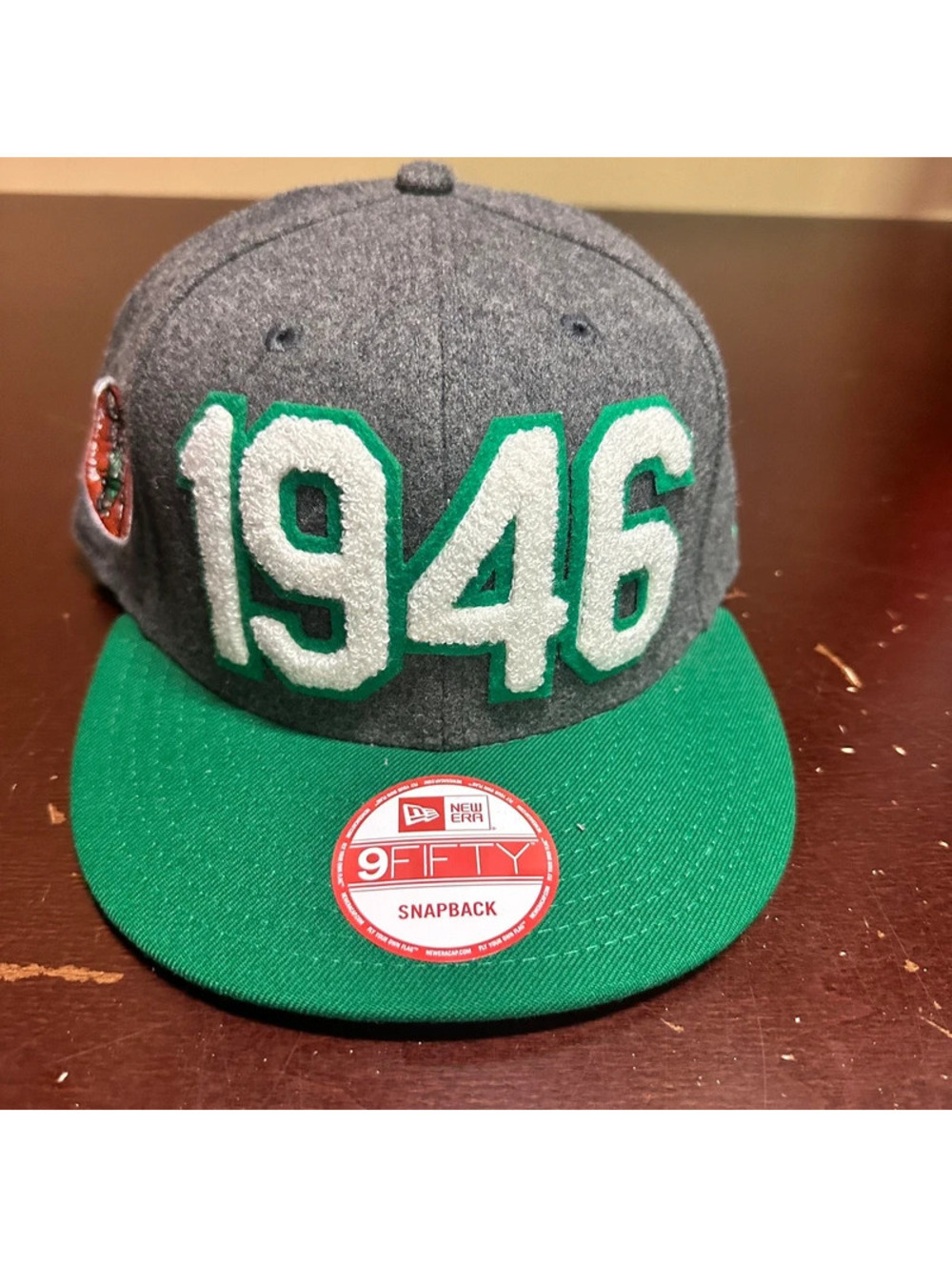 Boston Celtics new era 1946 gray wool green brim, snapback hat